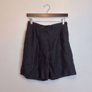 Vintage Bridgewater Classics 100% Linen Black High Waist Rise Shorts